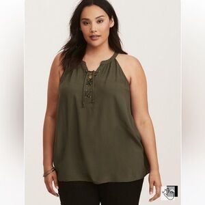 Torrid Lace Up Mock Neck Tank Top